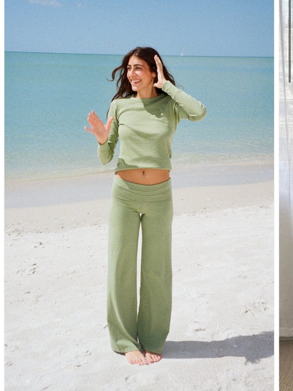 Brandy Melville Light Sage Wide-Leg Lounge Leggings